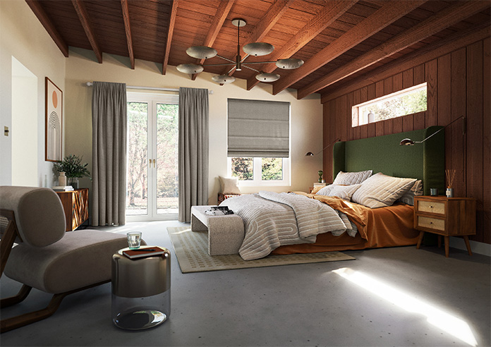 Roslin (Blackout), French Stone - Motorised Roman Blind - Image 6
